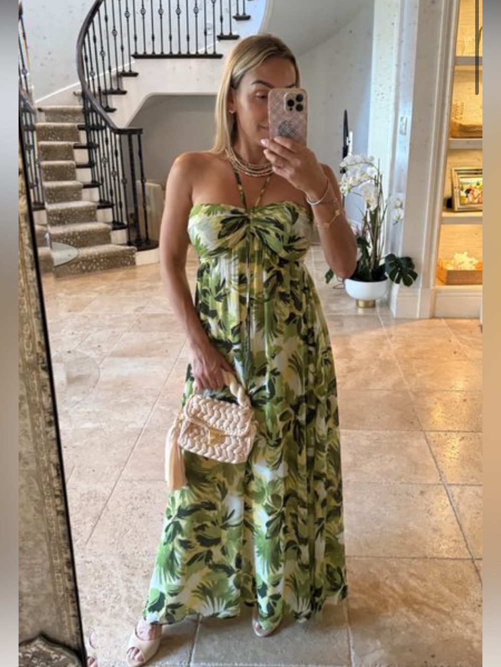 Vici Palmine Coast Tropical Halter Maxi Dress XS like new